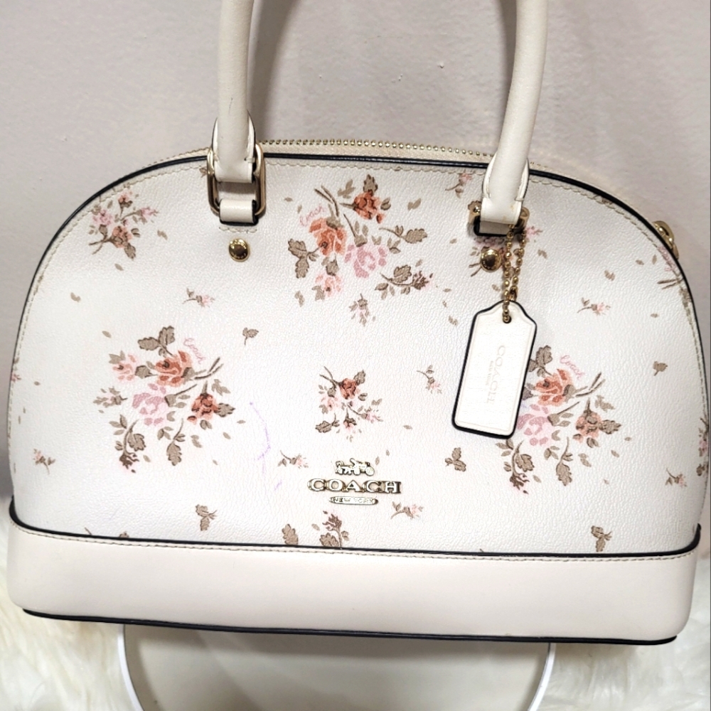 COACH White Floral Dome Satchel Handbag